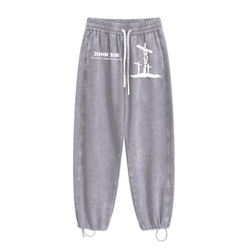Christianartworkshop Giovanni 3:16 Silhouette Croce Blush Washed Sweatpants - image 18