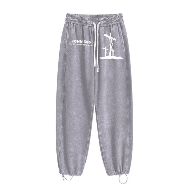 Christianartworkshop Giovanni 3:16 Silhouette Croce Blush Washed Sweatpants - image 18