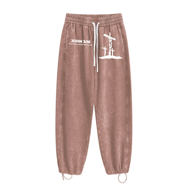 Christianartworkshop Giovanni 3:16 Silhouette Croce Blush Washed Sweatpants - image 34