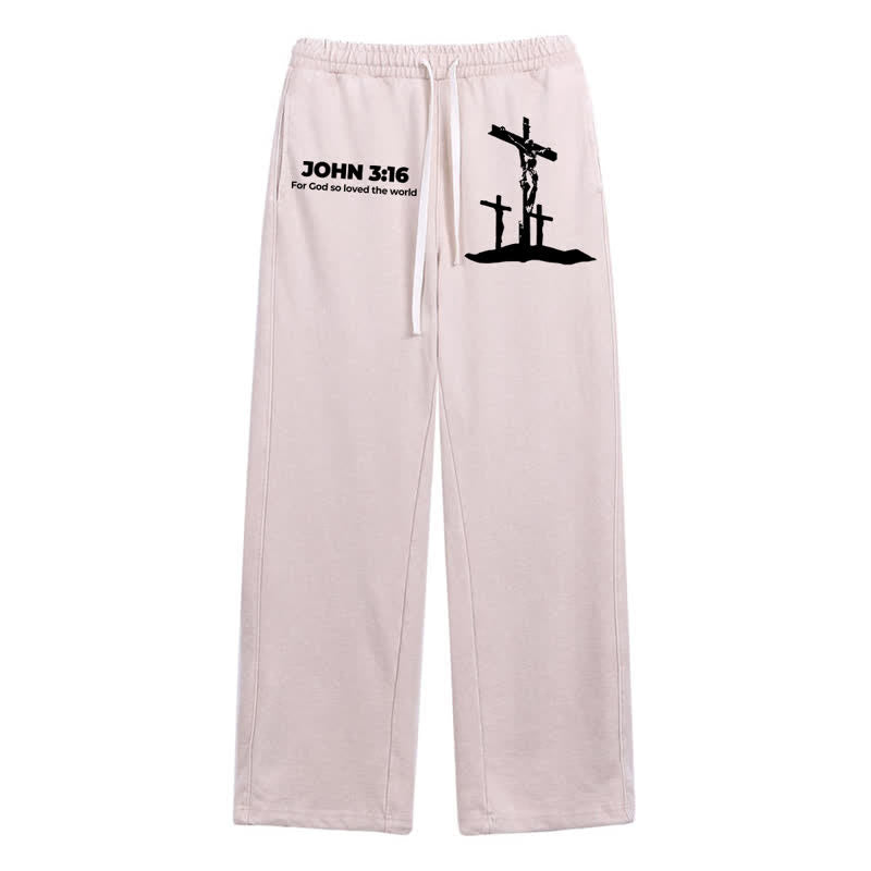 Christianartworkshop Giovanni 3:16 Silhouette Croce Blush Washed Sweatpants - Albicocca - 2XL - image 0