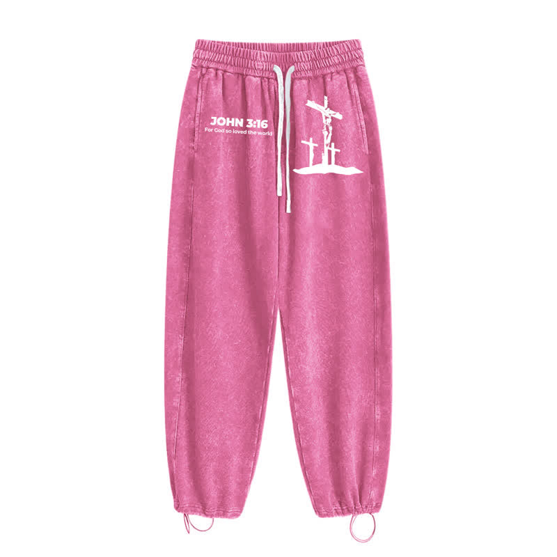 Christianartworkshop Giovanni 3:16 Silhouette Croce Blush Washed Sweatpants - image 42