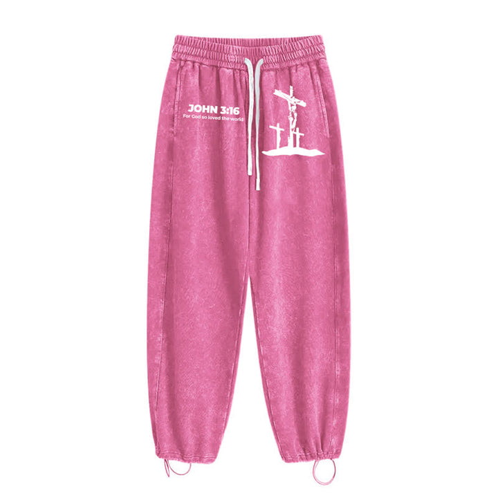 Christianartworkshop Giovanni 3:16 Silhouette Croce Blush Washed Sweatpants - image 42