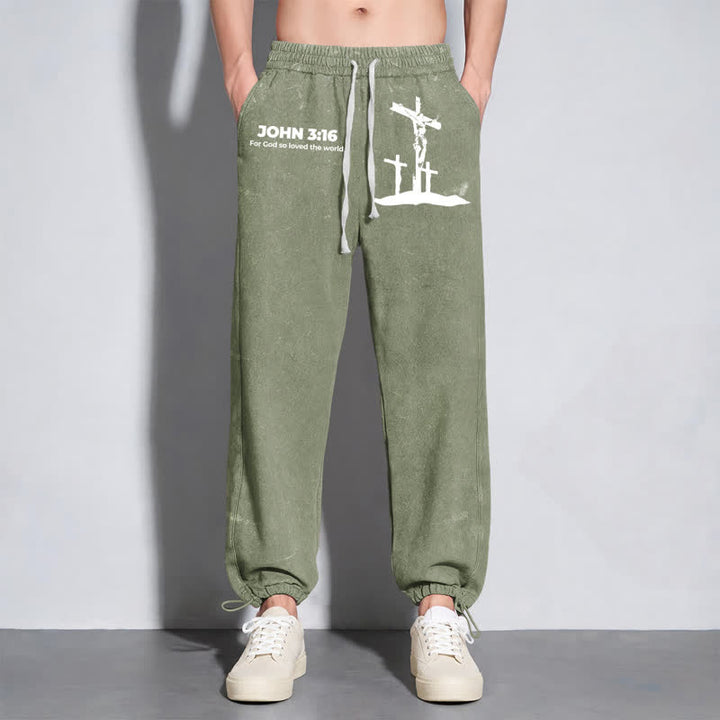 Christianartworkshop Giovanni 3:16 Silhouette Croce Blush Washed Sweatpants - image 30
