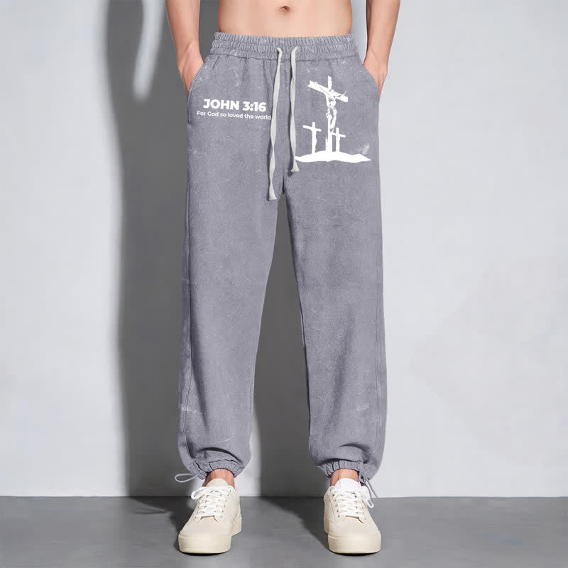 Christianartworkshop Giovanni 3:16 Silhouette Croce Blush Washed Sweatpants - image 22