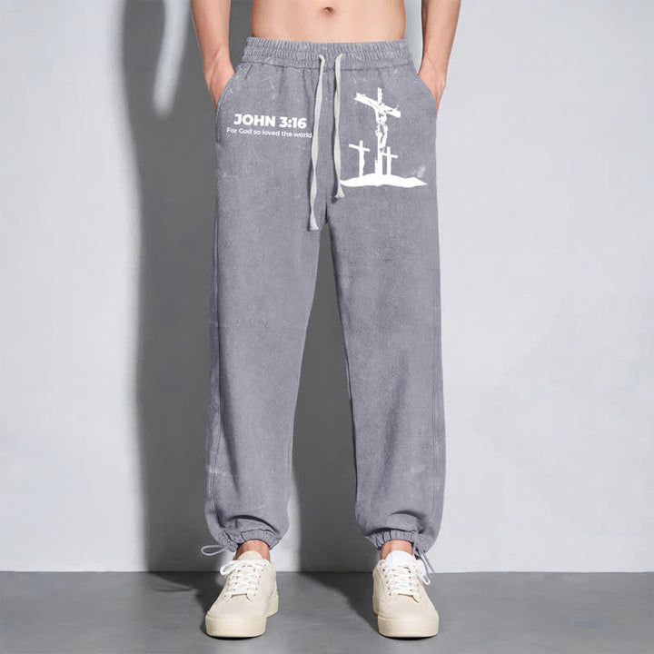 Christianartworkshop Giovanni 3:16 Silhouette Croce Blush Washed Sweatpants - image 22