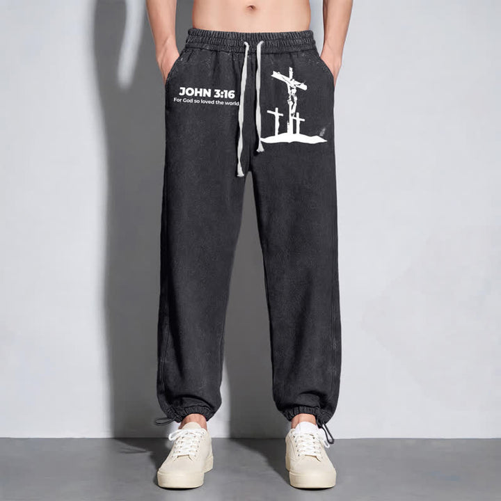 Christianartworkshop Giovanni 3:16 Silhouette Croce Blush Washed Sweatpants - image 14