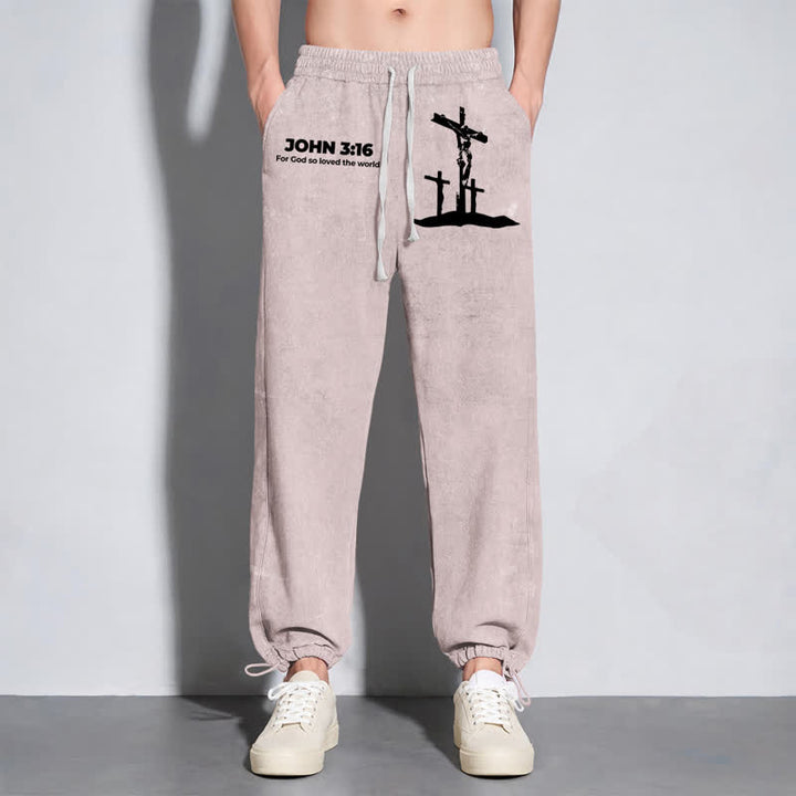 Christianartworkshop Giovanni 3:16 Silhouette Croce Blush Washed Sweatpants - image 6