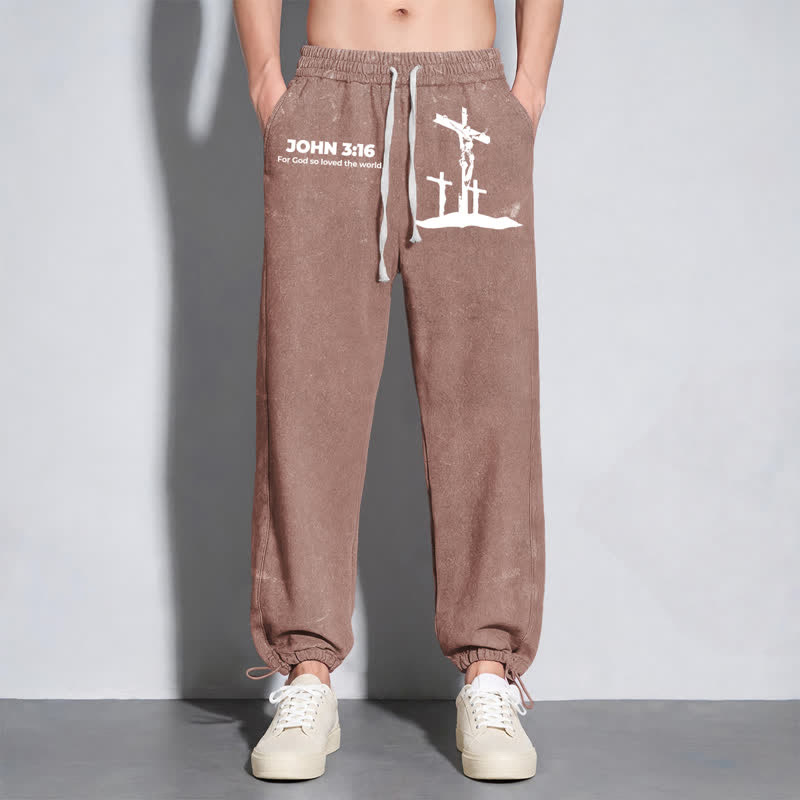 Christianartworkshop Giovanni 3:16 Silhouette Croce Blush Washed Sweatpants - image 38