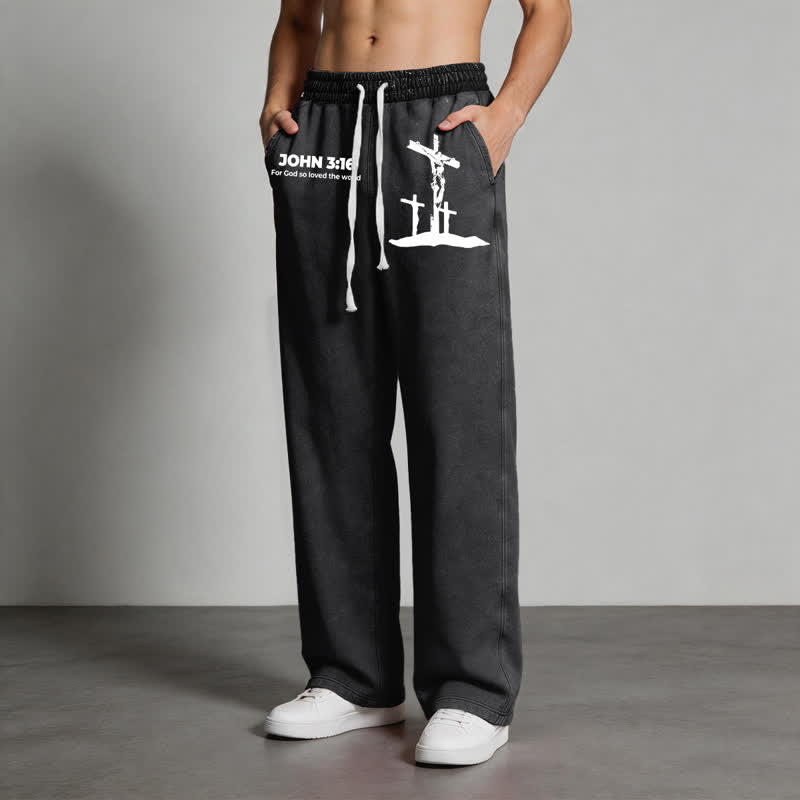 Christianartworkshop Giovanni 3:16 Silhouette Croce Blush Washed Sweatpants - image 12