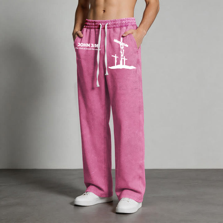Christianartworkshop Giovanni 3:16 Silhouette Croce Blush Washed Sweatpants - image 44