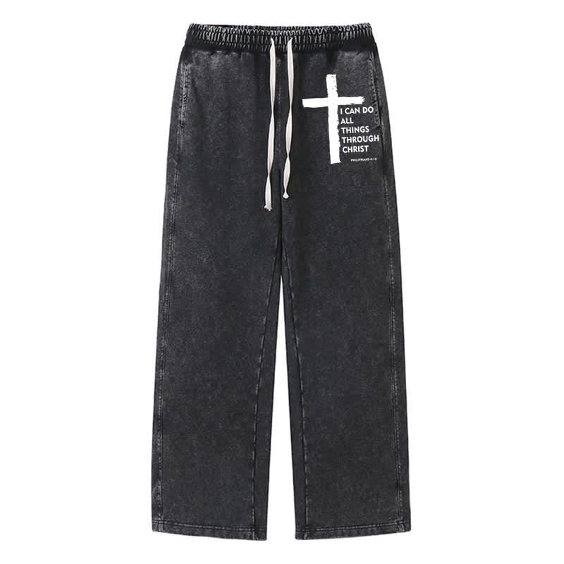 Christianartworkshop Pantaloni della tuta Walk By Faith Cross Washed - Nero - 2XL - image 8