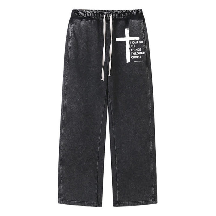 Christianartworkshop Pantaloni della tuta Walk By Faith Cross Washed - Nero - 2XL - image 8