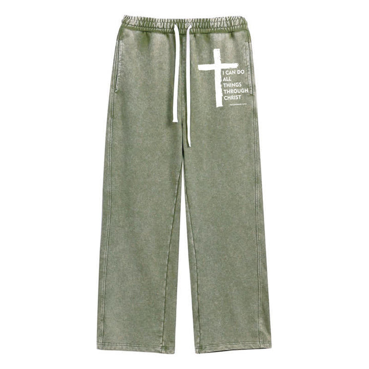 Christianartworkshop Pantaloni della tuta Walk By Faith Cross Washed - Verde - 2XL - image 0