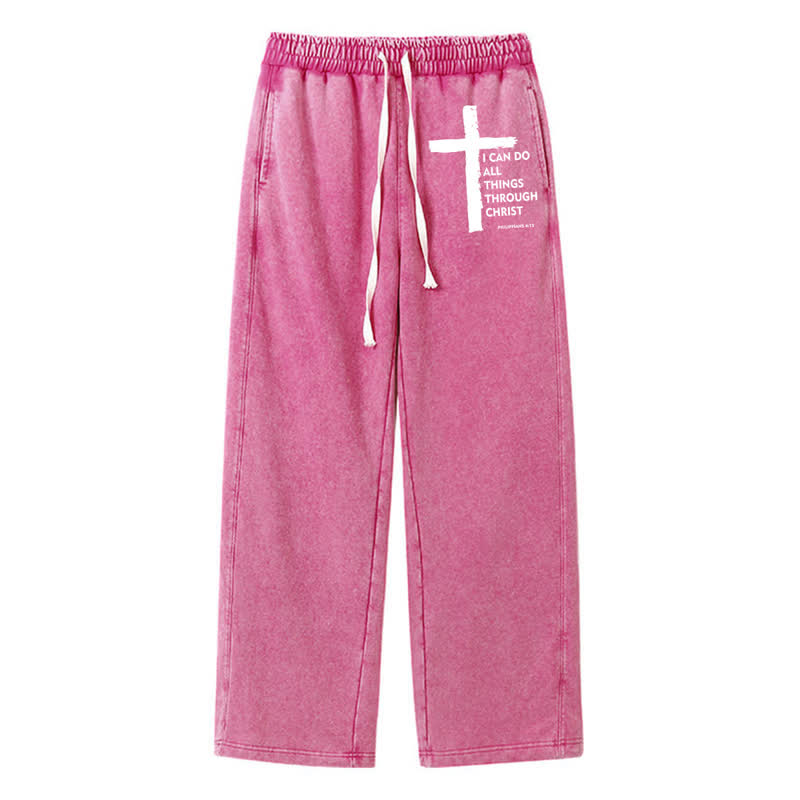Christianartworkshop Pantaloni della tuta Walk By Faith Cross Washed - Rosa - 2XL - image 40