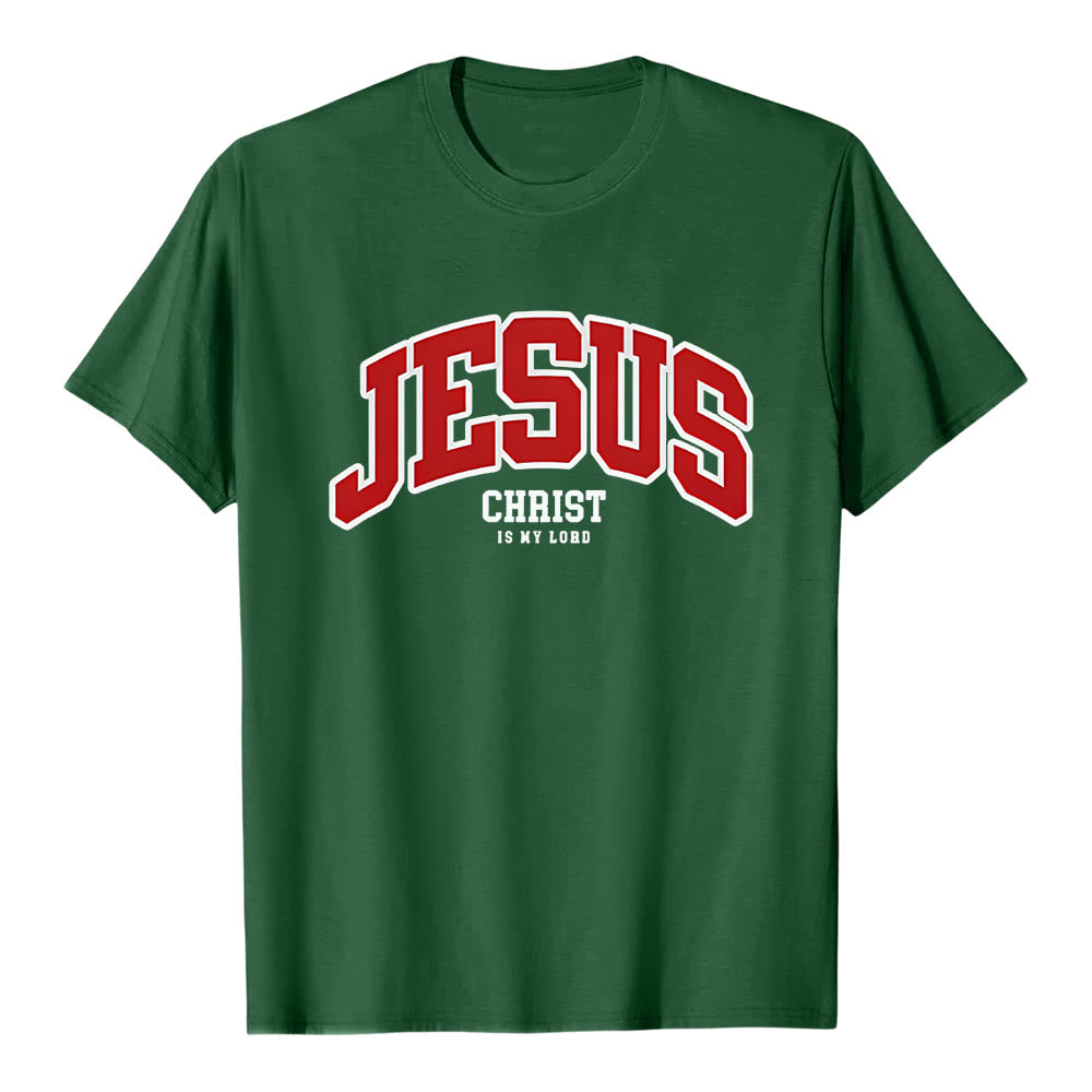 Maglietta cristiana Christianartworkshop con la scritta audace "Gesù Cristo è il mio Signore". - Verde scuro - 2XL - image 6