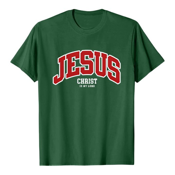 Maglietta cristiana Christianartworkshop con la scritta audace "Gesù Cristo è il mio Signore". - Verde scuro - 2XL - image 6